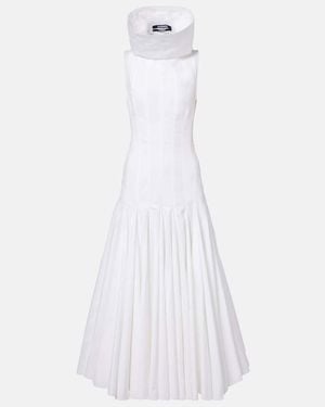 Jacquemus Triana Cotton Poplin Midi Dress - White