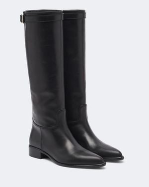 Prada Leather Knee-High Boots - Black