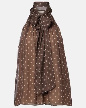 Elie Saab Top Aus Seidenchiffon - Braun