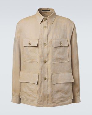 Giorgio Armani Linen Overshirt - Natural