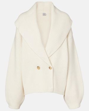 TOTEME Ribbed-Knit Wool-Blend Cardigan - Natural