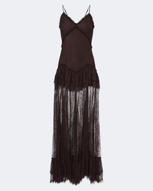 De La Vali Kala Tiered Ruffled Lace Midi Dress - Purple