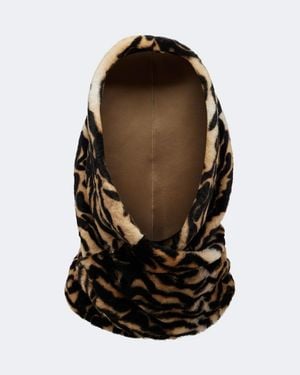 Nour Hammour Bedruckte Kapuze Aus Leder Und Shearling - Braun