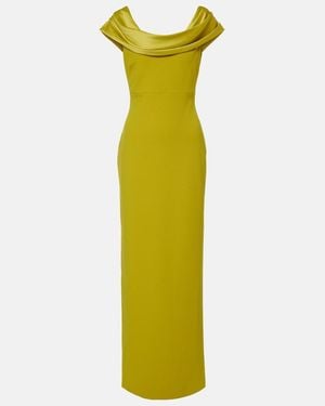 Solace London Adele Satin-Trimmed Gown - Green