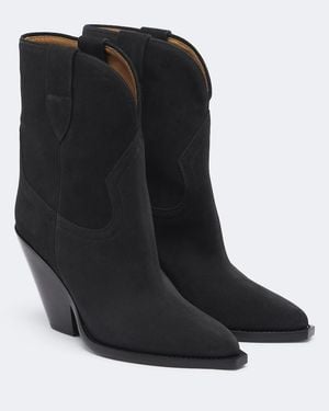 Isabel Marant Leyane Suede Cowboy Boots - Black