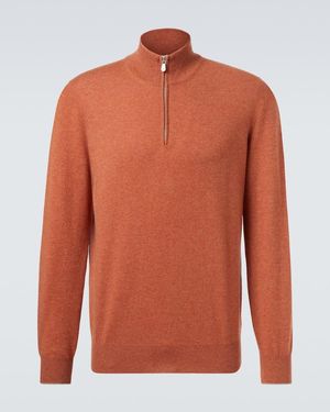 Brunello Cucinelli Cashmere Half-Zip Jumper - Orange