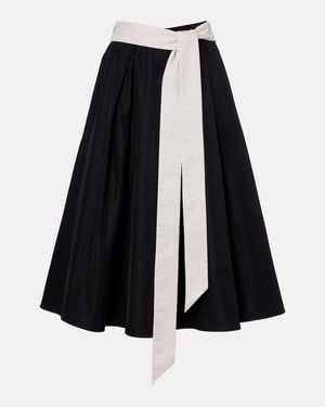 Max Mara Baschi Pleated Cotton-Blend Midi Skirt - Black