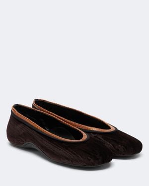 Dries Van Noten Ballerinas Aus Samt Mit Leder - Schwarz
