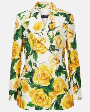 Dolce & Gabbana Turlington Rose-Print Blazer - Yellow