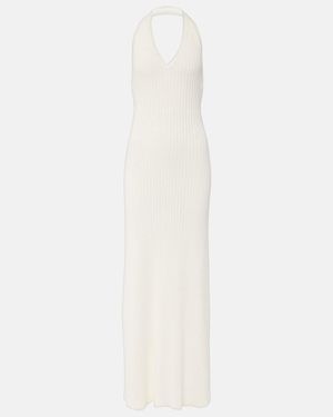 Nili Lotan Ivenka Ribbed-Knit Cotton Maxi Dress - White