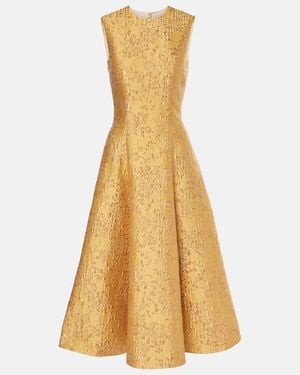 Emilia Wickstead Mara Floral Embossed Jacquard Midi Dress - Yellow