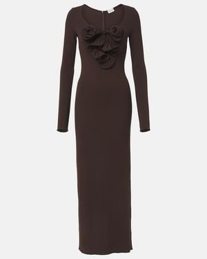 Magda Butrym Floral-Applique Jersey Maxi Dress - Brown