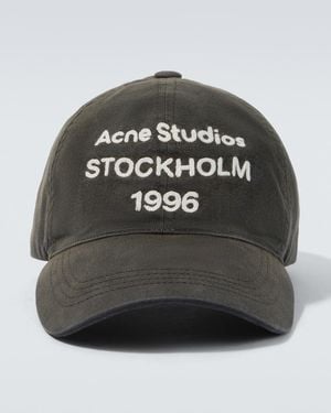 Acne Studios Bestickte Baseballcap Aus Baumwolle - Grau