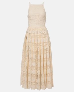 Elie Saab Silk And Cotton-Blend Guipure Lace Midi Dress - Natural