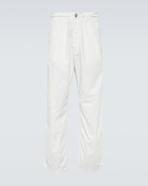 Stone Island Marina Cotton Straight Trousers - White