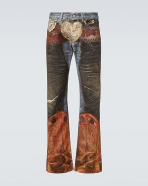 Acne Studios Jeans Rectos Trompe L'Oil De Tiro Bajo - Gris