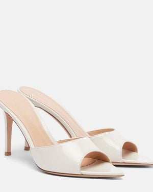 Gianvito Rossi Elle 85 Patent Leather Mules - Natural