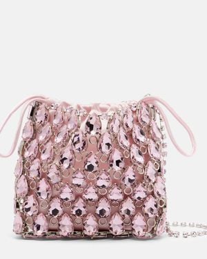 Self-Portrait Clutch Mini Aus Satin Mit Kristallen - Pink