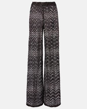 Missoni Open-Knit Wide-Leg Trousers - Grey