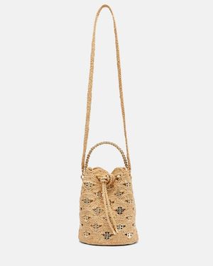Rabanne Embellished Raffia Tote Bag - Metallic