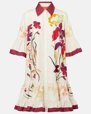 La DoubleJ Choux Floral Cotton Poplin Shirt Dress - White