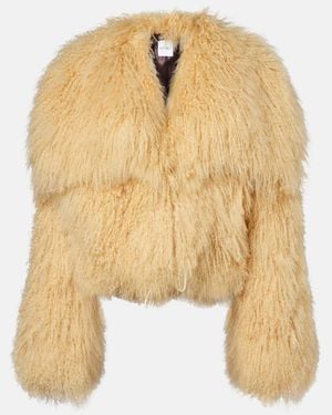 The Attico Cropped Shearling Jacket - Natural