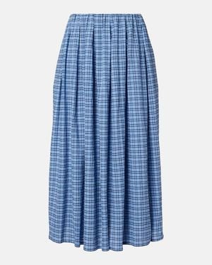 Faithfull the Brand Agora Checked Cotton Midi Skirt - Blue