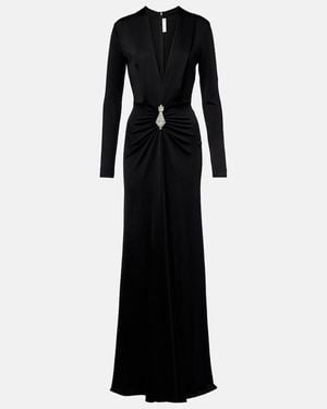Victoria Beckham Embellished Gathered Crepe Gown - Black