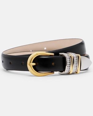 DEHANCHE Hollyhock Embellished Leather Belt - Black