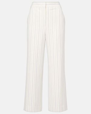 Veronica Beard Brixton Striped Wide-Leg Pants - White