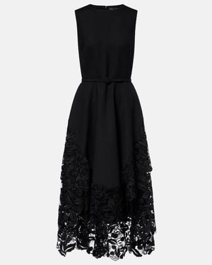 Oscar de la Renta Wool-Blend And Lace Cocktail Dress - Black