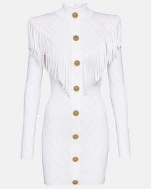 Balmain Short Dress With Fringes - White