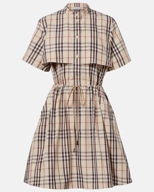 Burberry Check Cotton Minidress - Natural