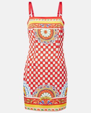 Dolce & Gabbana Taormina Printed Silk-Blend Minidress - Red