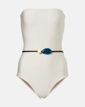 Adriana Degreas Belted Embellished Swimsuit - White
