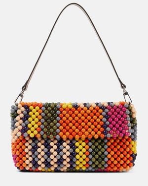 STAUD Borsa A Spalla Timmy Small Con Perline - Rosso