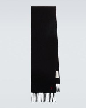 Ami Paris Ami De Cour Wool Scarf - Black