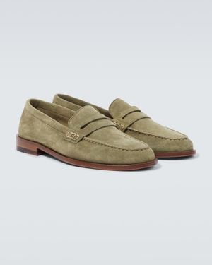 Manolo Blahnik Perry Suede Penny Loafers - Green