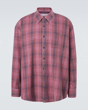 Our Legacy Borrowed Plaid Cotton Flannel Shirt - Purple
