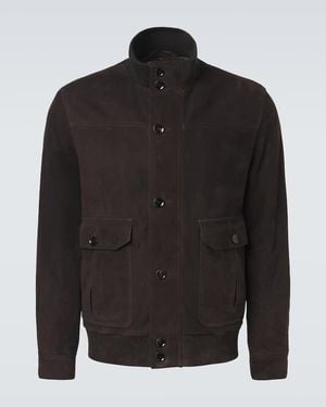 Brioni Bomberjacke Aus Veloursleder - Schwarz