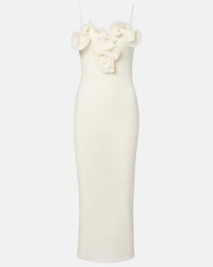 Magda Butrym Floral-Applique Crepe Midi Dress - White