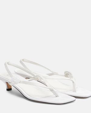 TOTEME Floral-Applique Satin Slingback Sandals - White