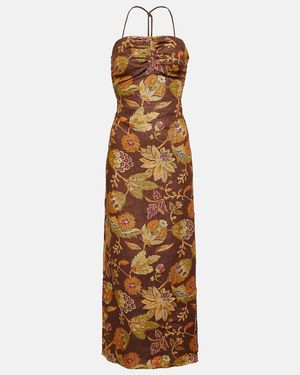 chinese dress ladies Xiaolizi Linen Shirt Dress – Vintage Belted Swing Midi Dress 5674 main image 0