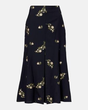 Erdem Floral Jacquard Midi Skirt - Blue