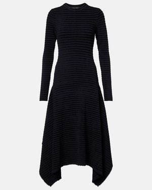 Proenza Schouler Didi Striped Knitted Asymmetric Midi Dress - Black
