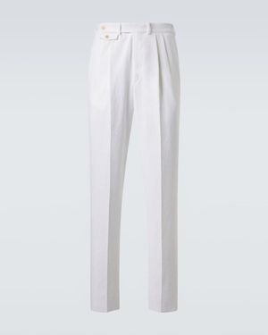 dunhill Linen Tapered Pants - White