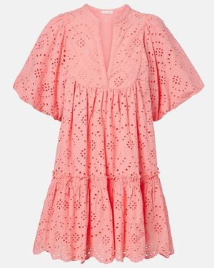 Poupette Cruz Broderie Anglaise Cotton Minidress - Pink