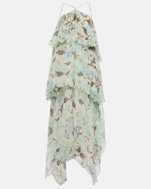 Stella McCartney Tiered Printed Silk Maxi Dress - Green