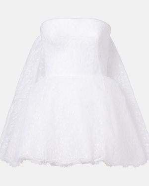Givenchy Lace Strapless Mini Cape Dress - White