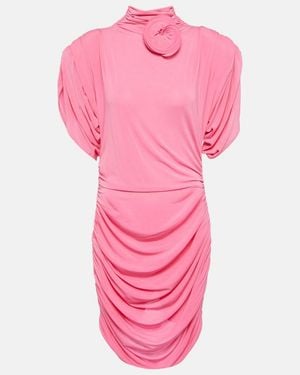 Magda Butrym Rose-Applique Ruched Jersey Minidress - Pink